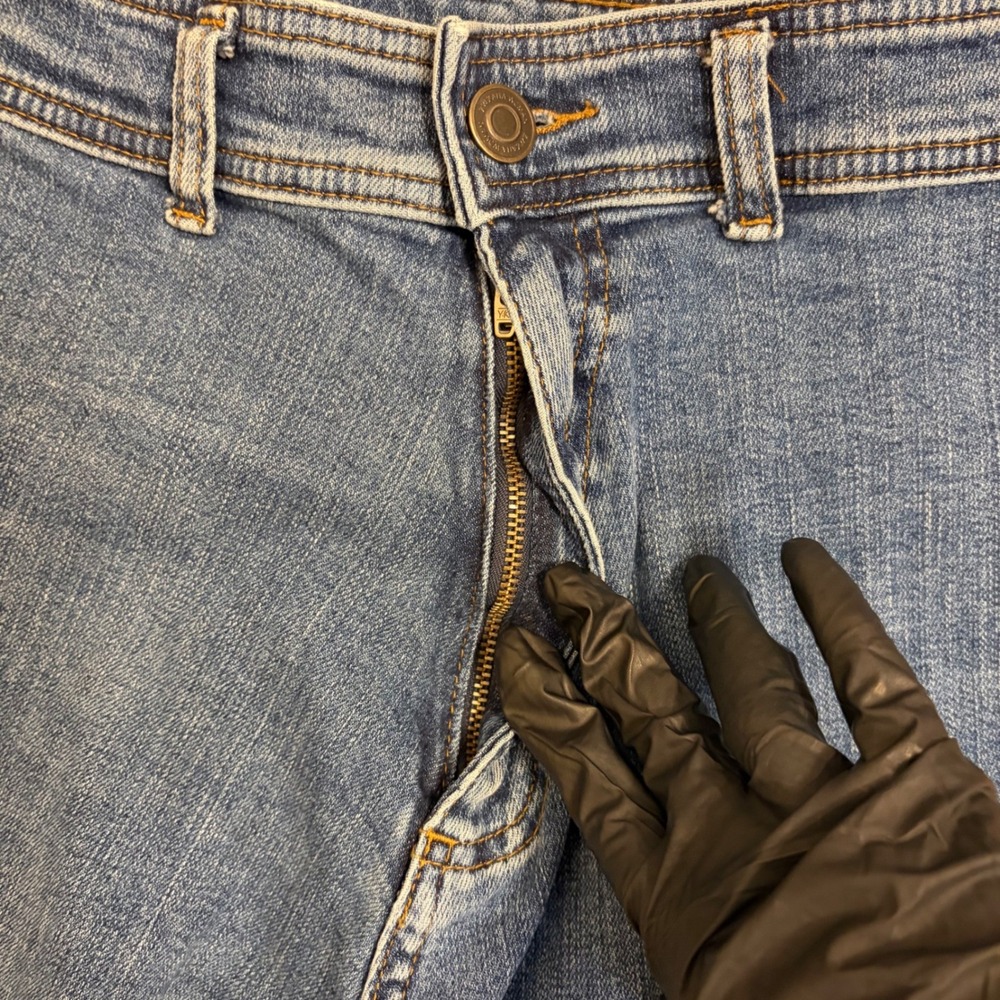 Zara Jeans Women Size 12 Blue High Waisted Wide Leg Raw Hem Denim Trousers - Picture 4 of 7